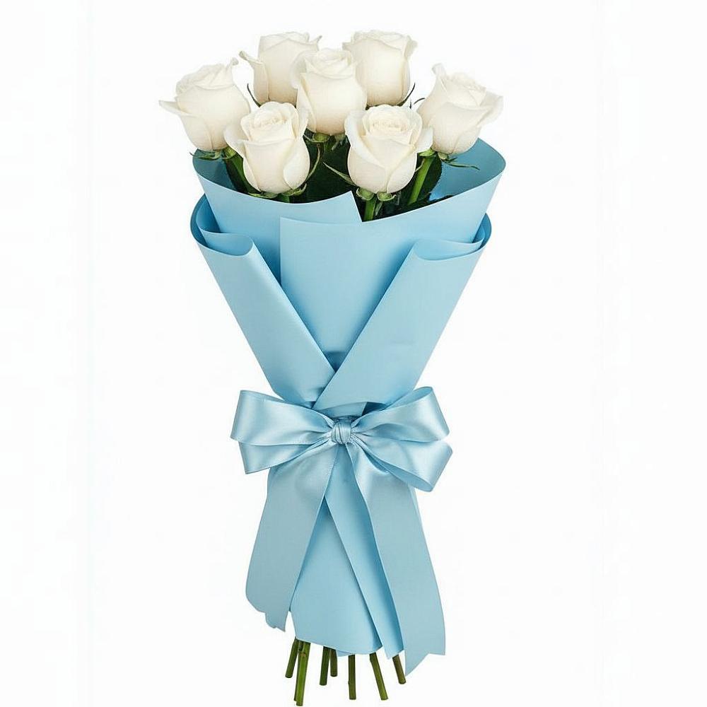 Букет 7 белых роз Проуд в Петровске-Забайкальском