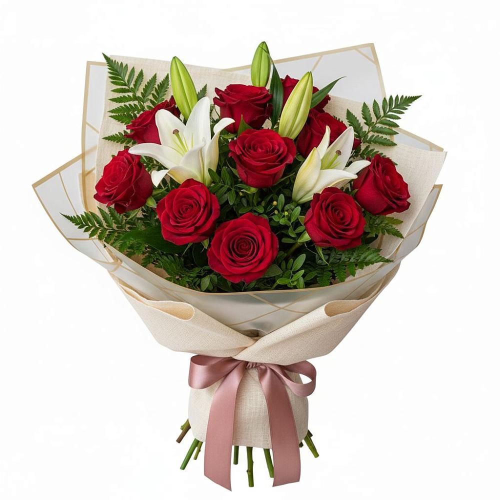 Букет цветов из: Лилии и Розы в Петровске-Забайкальском