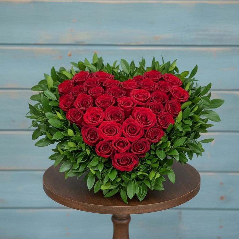 Цветочная композиция из Розы в виде сердца в Петровске-Забайкальском