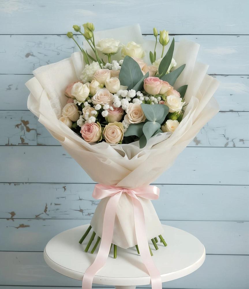 Букет цветов из: Розы и Лизиантусы в Петровске-Забайкальском