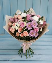 Букет цветов из:  Хризантемы, Розы и Альстромерии в Петровске-Забайкальском