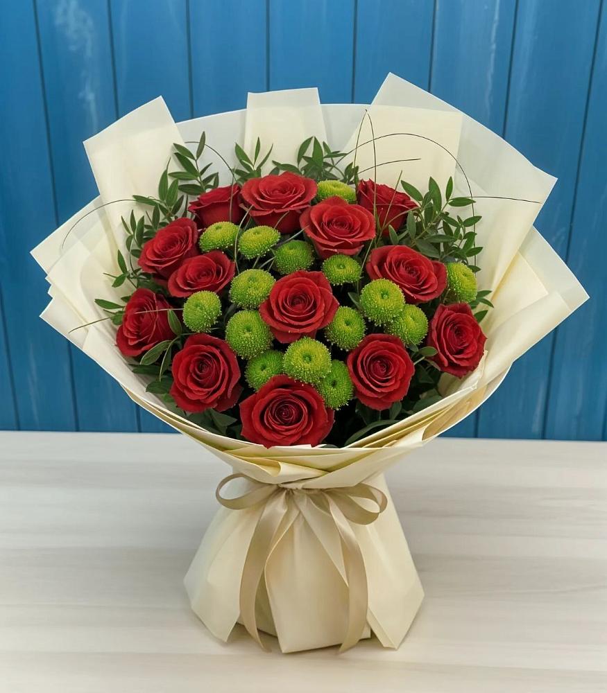 Букет цветов из: Розы и Хризантемы в Петровске-Забайкальском