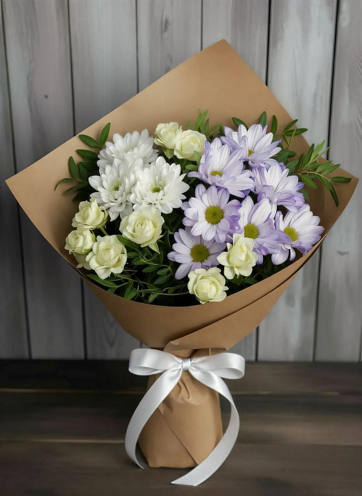 Букет цветов из: Хризантемы и Розы в Петровске-Забайкальском